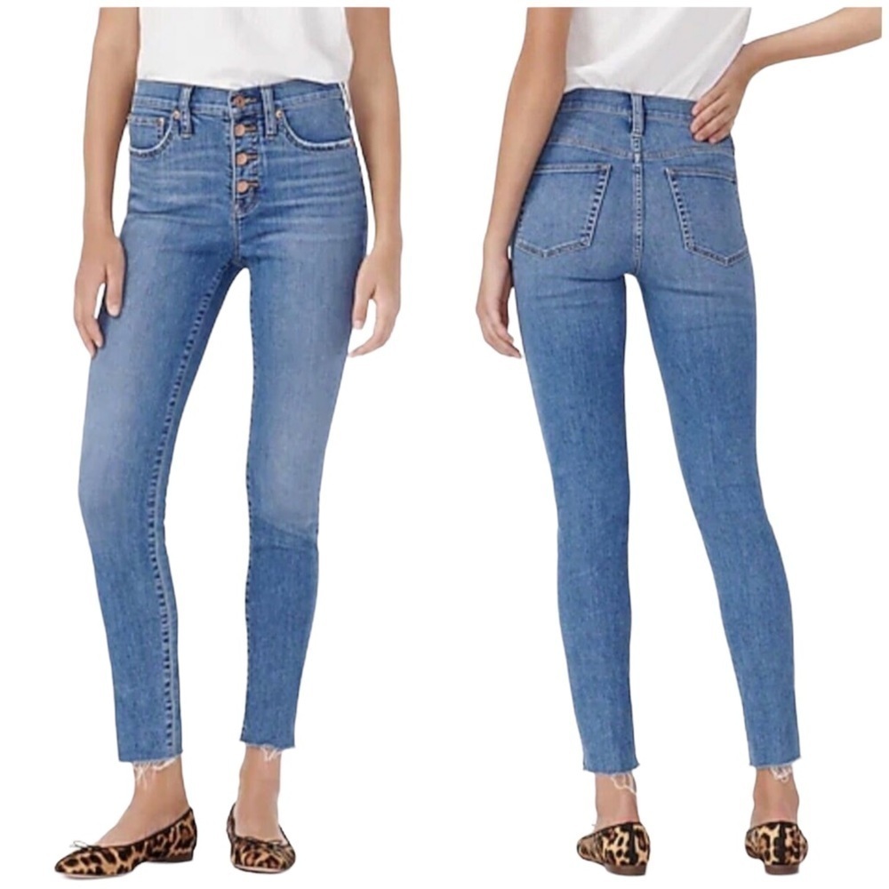 J. Crew 9" High Rise Toothpick Jeans Buffalo Wash Stretch Denim | Petite Size 32